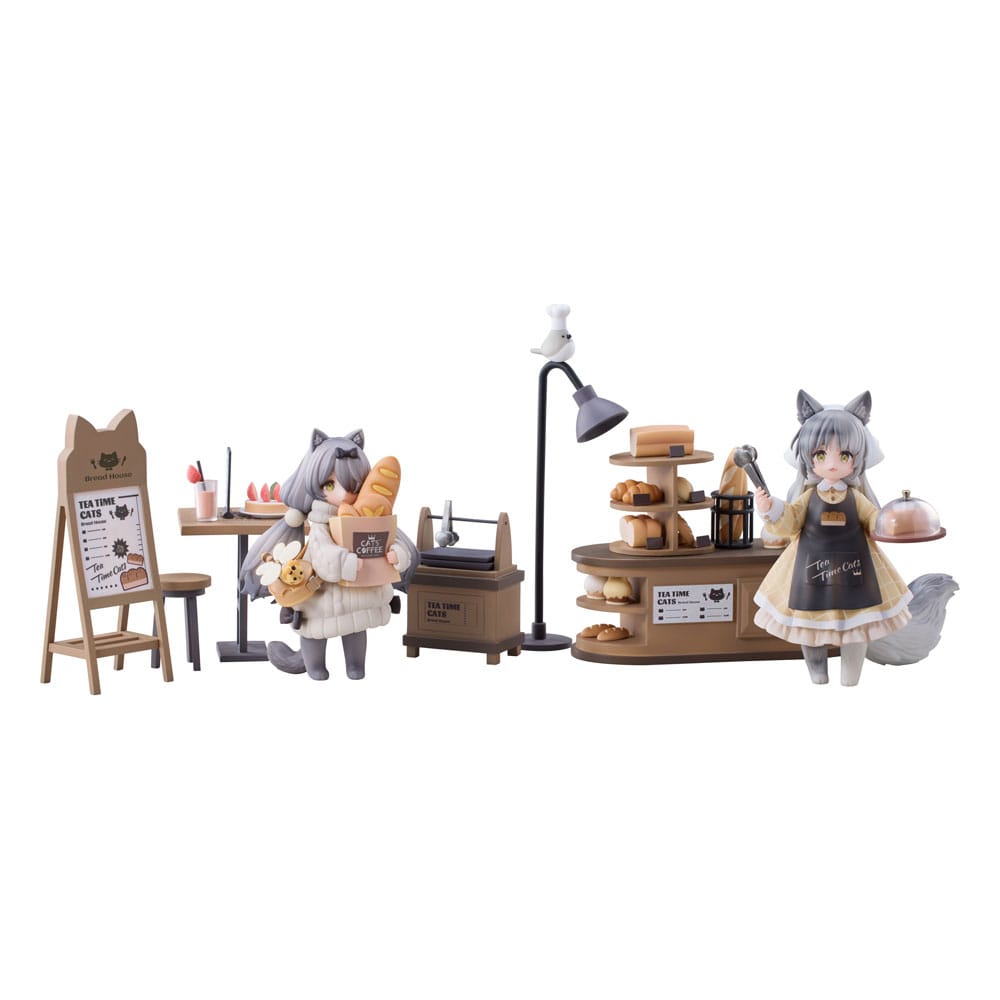 Decorated Life Kollekció PVC Szobor Tea Time Cats – Cat Town Bakery Staff & Customer Csomag 12 cm