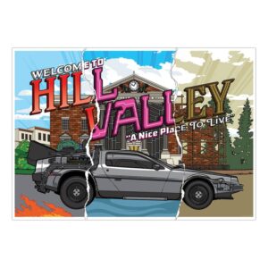 Back To The Future Art Print Hill Valley 40th Évfordulós Limitált Kiadás 42 x 30 cm
