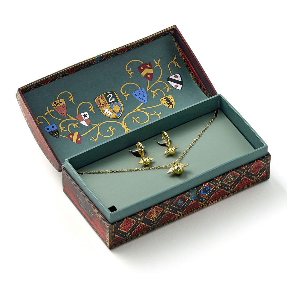 Harry Potter: Quidditch Golden Snitch Nyaklánc and Füllbevalók Ajándék Csomag (Golden Tone)