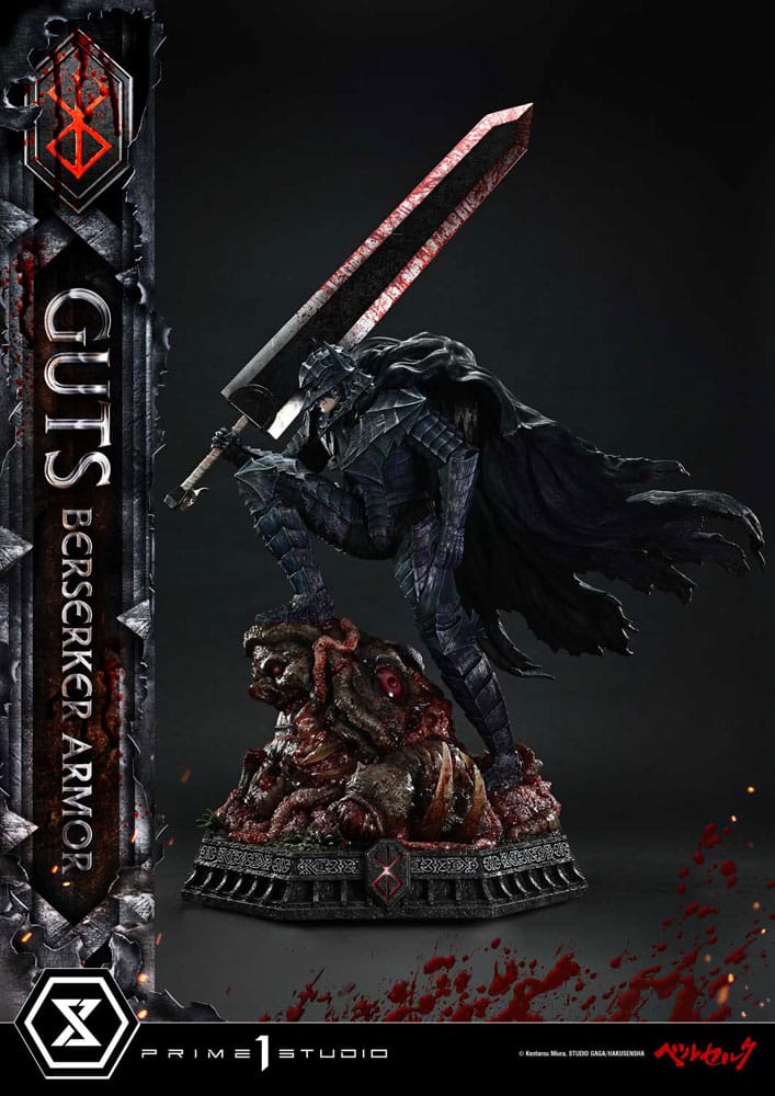 Berserk Ultimate Prémium Masterline Series Szobor 1/4 Guts, Berserker Armor Grunbeld vs. Guts Deluxe Bonus Verzió 94 cm