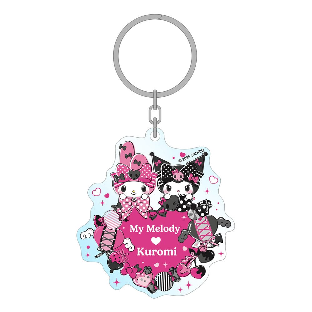 Sanrio Pink Black Party Series Akril Kulcstartó My Melody & Kuromi 7 cm
