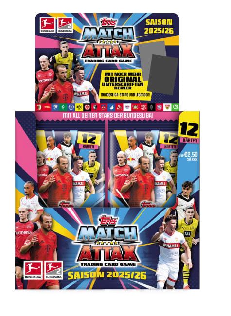 Bundesliga Match Attax Gyűjthető Kártyák 2025/26 Booster Készlet (36) *Német Nyelvű Verzió*
