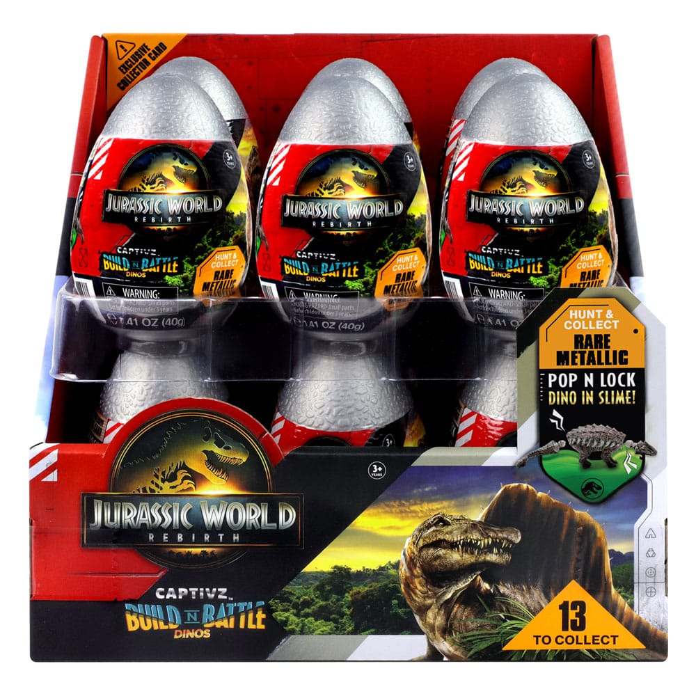 Jurassic World Rebirth Pop N Lock Breach Blind Doboz Captivz Build n Battle Dinos Készlet (12)