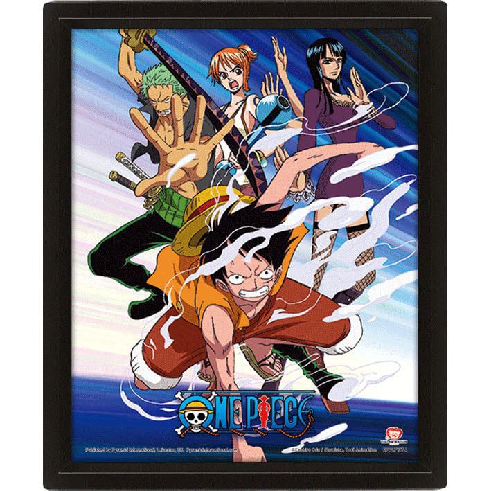 One Piece 3D Lenticular Poszter Szívószál Sapka Pirates Assault 26 x 20 cm
