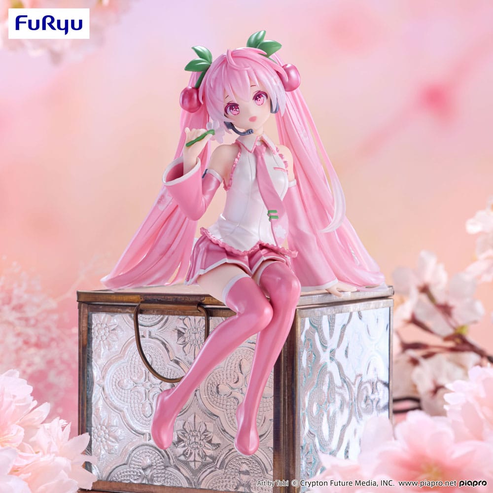 Hatsune Miku Noodle Stopper PVC Szobor Sakura Miku 2024 Pearl Color Ver. 15 cm