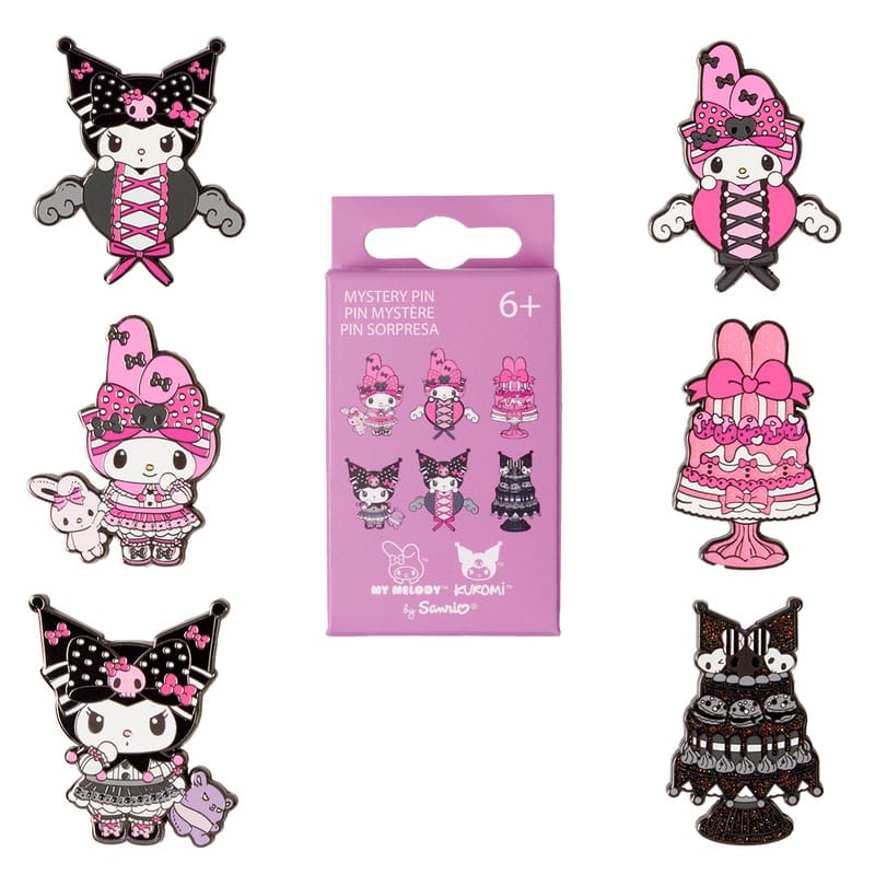 Paramount by Loungefly Enamel Pins Blind Doboz My Melody and Kuromi Pink and Black Válogatás (12)