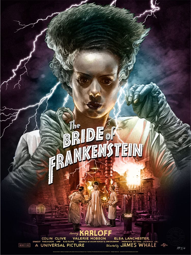 Bride of Frankenstein Art Print Bride of Frankenstein (Color Variant) by Ruiz Burgos 61 x 46 cm – Keret Nélkül