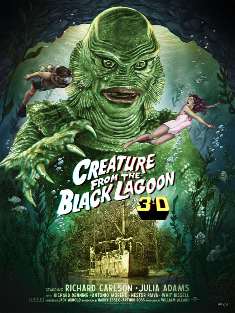 The Creature from the Black Lagoon Art Print Creature from the Black Lagoon (3D Variant) by Ruiz Burgos 61 x 46 cm – Keret Nélkül
