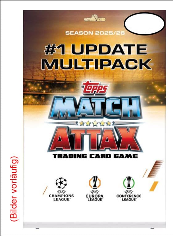 UEFA Champions League Match Attax Gyűjthető Kártyák 2025/26 Mega Multipack Update Scream Team *Német Nyelvű Verzió*