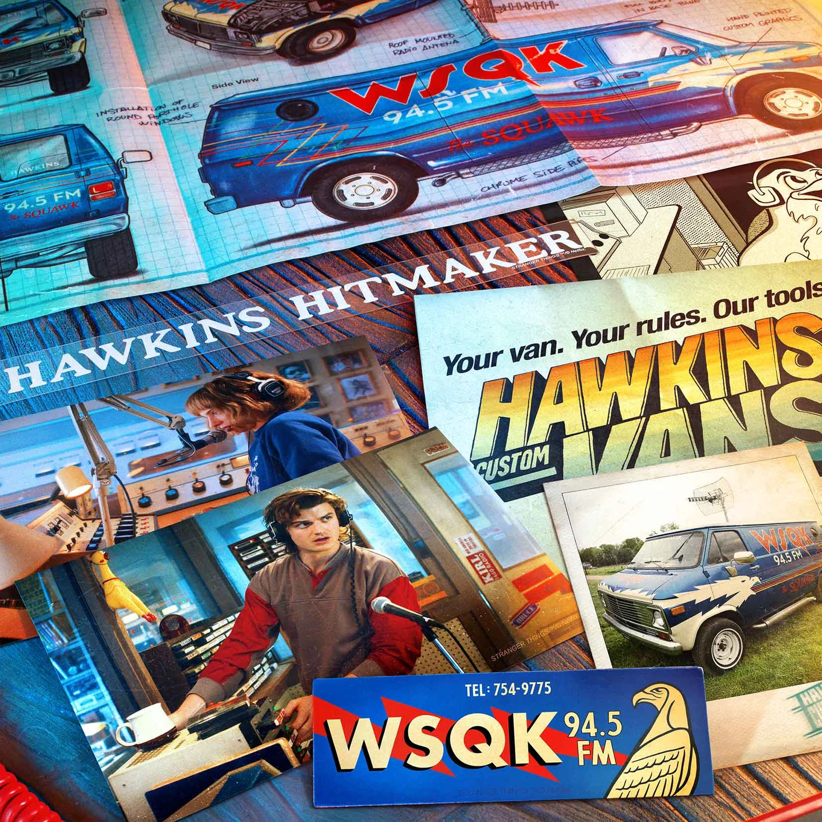 STRANGER THINGS WSQK HAWKINS HITMAKER KIT SQUARE BANNER ENG ENVELOPE DISPLAY