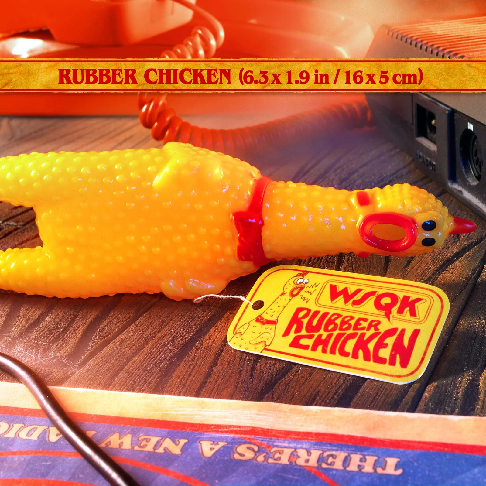 STRANGER THINGS WSQK HAWKINS HITMAKER KIT SQUARE BANNER ENG RUBBER CHICKEN