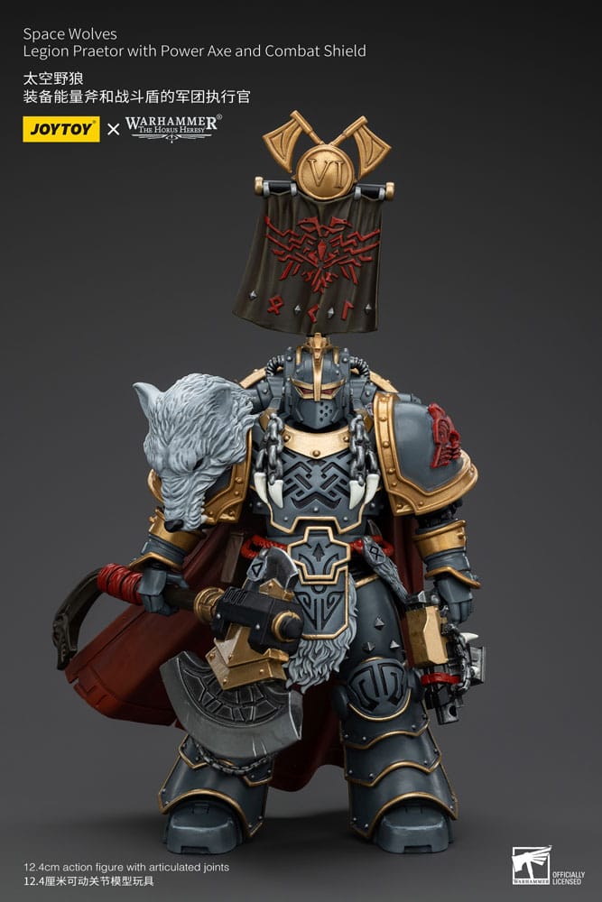 Warhammer The Horus Heresy Akciófigura 1/18 Space Wolves Legion Praetor  Power Axe and Combat Shield 12 cm