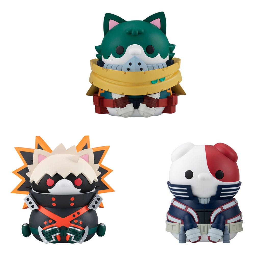 My Hero Academia Mega Cat Project Nyanto! The Big Heroaca Cats Series Trading Figura 3-as Csomag Izuku Midoriya & Katsuki Bakugo & Shoto Todoroki 12 cm