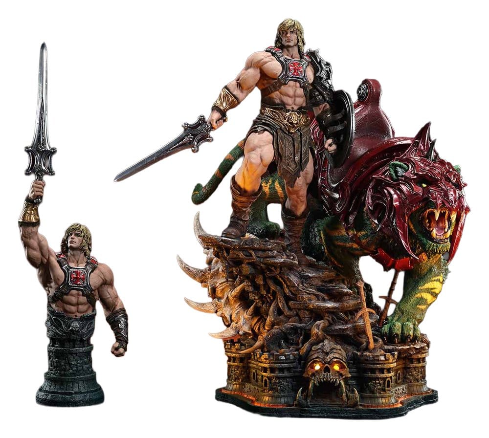 Masters of the Universe Real Elite Masterline Series Szobor 1/4 He-Man & Battle Cat Ultimate Verzió 86 cm