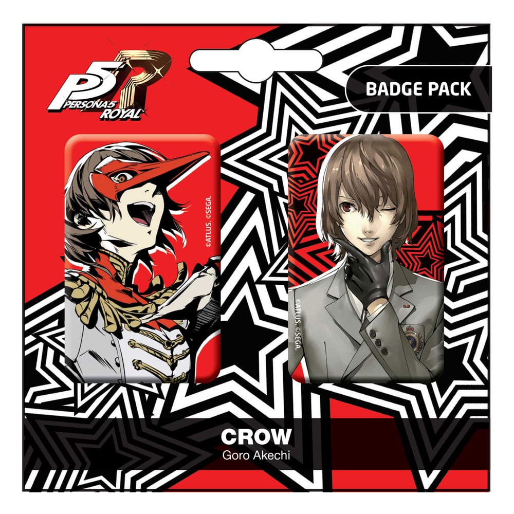 Persona 5 Royal Kitűző Badges 2-Csomag Crow / Goro Akechi