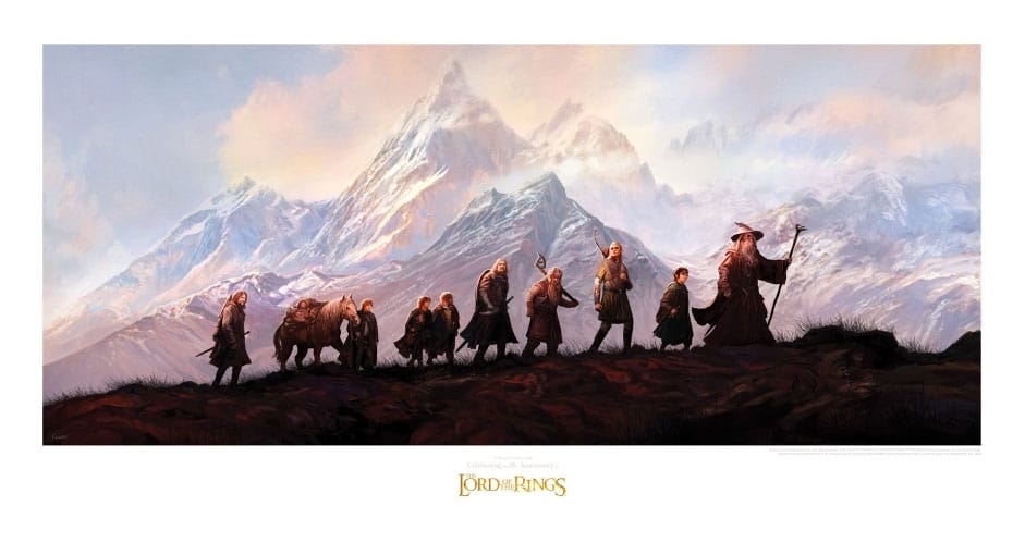 Lord of the Rings Art Print The Fellowship of the Gyűrű: 20th Évfordulós 59 x 30 cm