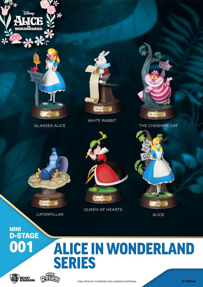 Alice in Wonderland Mini Dioráma Stage Statues 6-Csomag 10 cm