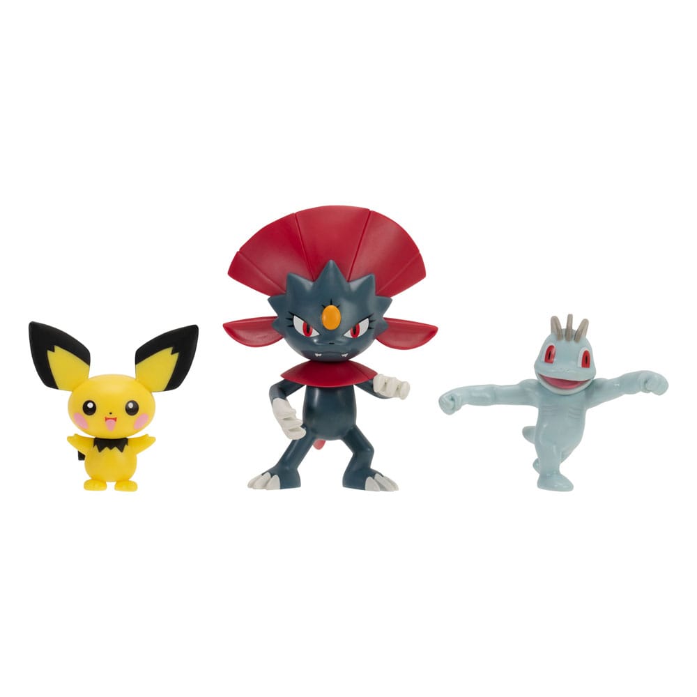 Pokémon First Partner Battle Figura Csomag Figura 3-as Csomag Pichu, Machop, & Weavile