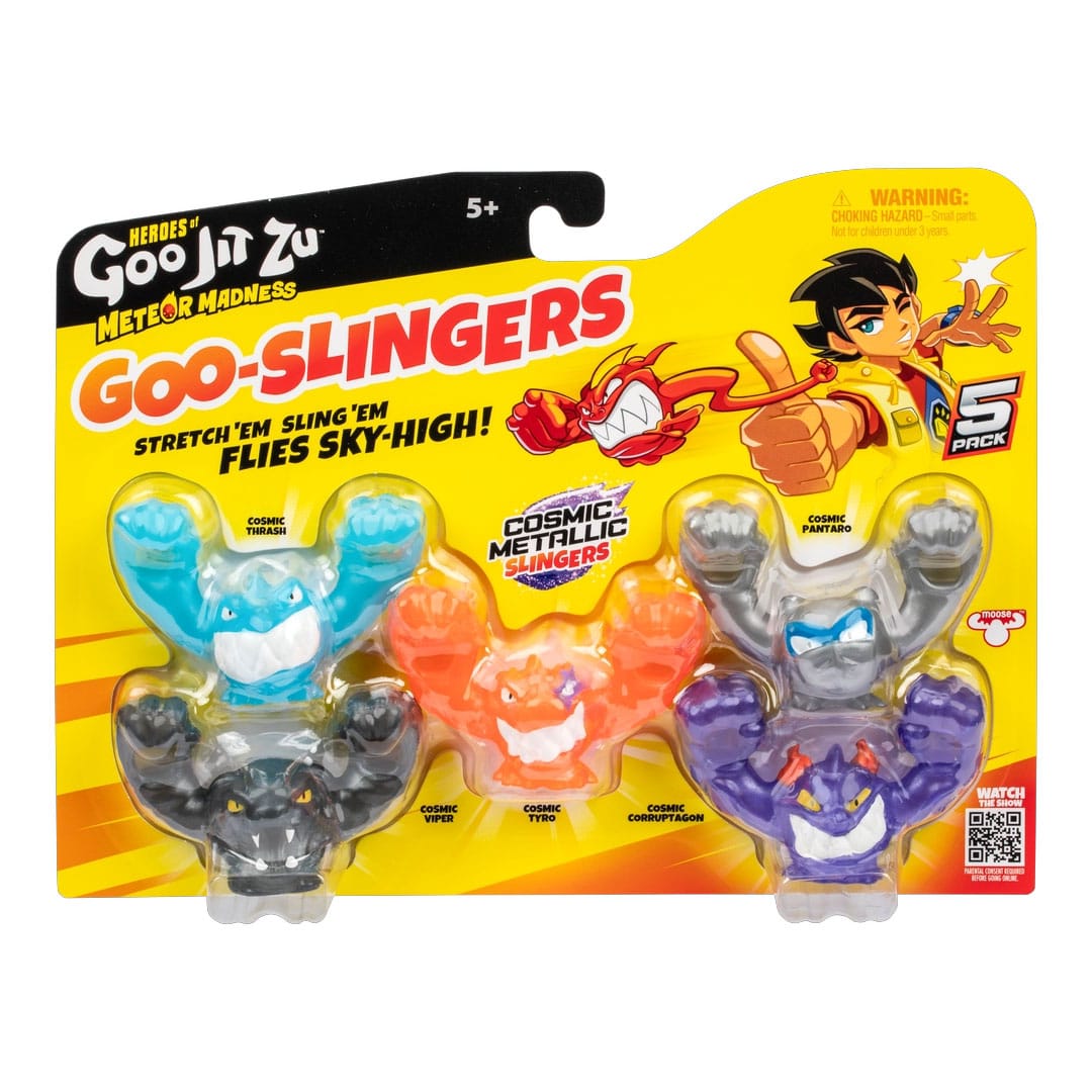 Heroes of Goo Jit Zu Meteor Madness Stretch Figurák 5-Csomag Goo Slingers Cosmic Metallic Slingers 5 cm