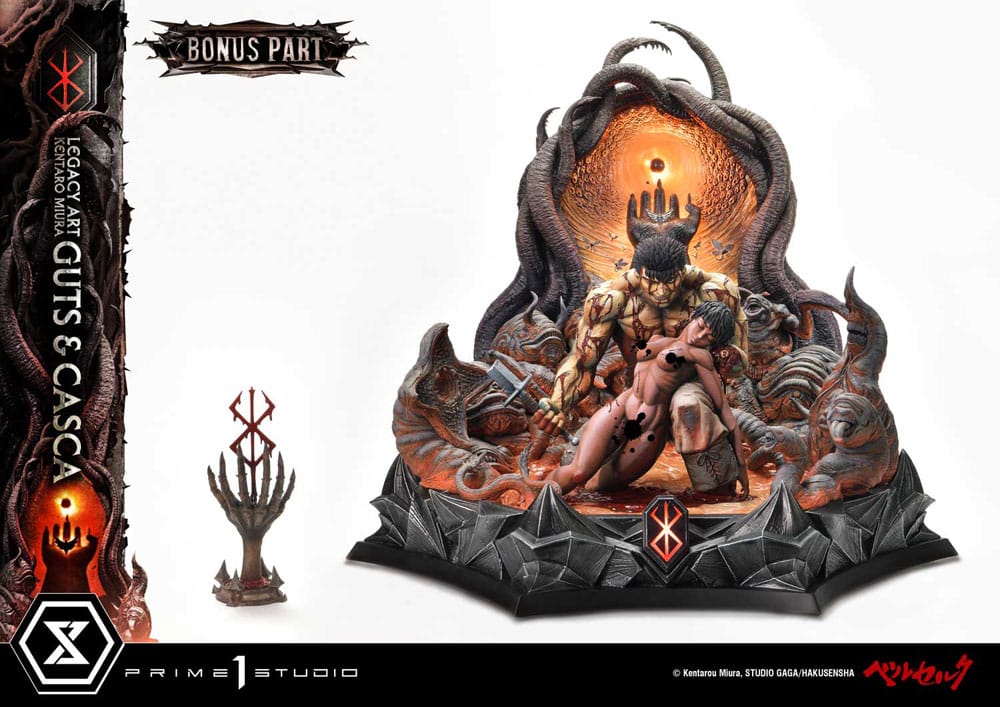 Berserk Ultimate Legacy Art Kentaro Miura Szobor 1/4 Guts & Casca Bonus Verzió 72 cm