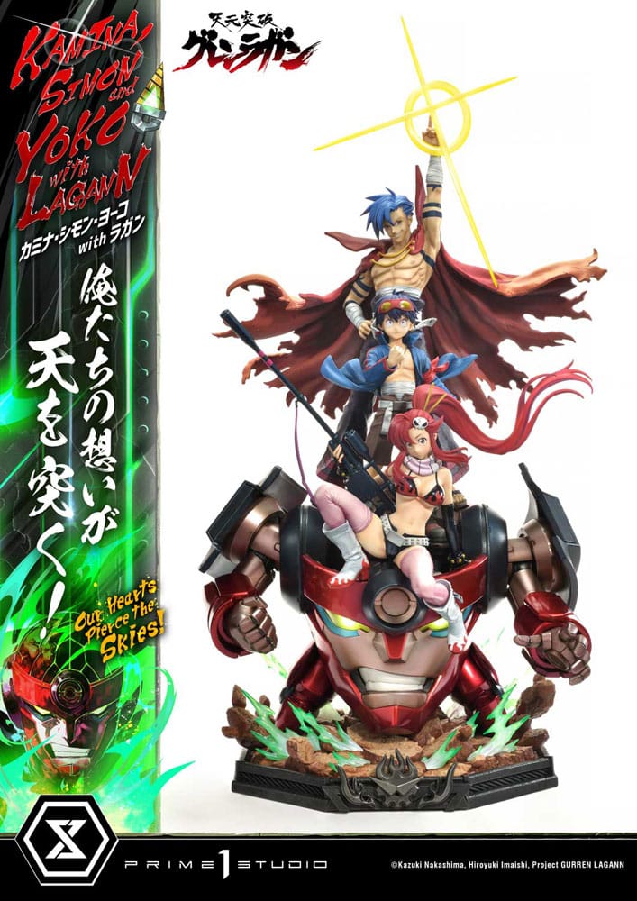 Gurren Lagann Ultimate Prémium Masterline Series Szobor 1/4 Kamina, Simon & Yoko  Lagann 97 cm