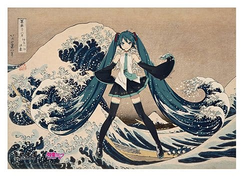 Katsushika Hokusai x Hatsune Miku Akril Panel Thirty-six Views of Mount Fuji The Great Wave off Kanagawa 30 cm