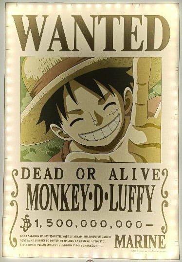 One Piece LED Fali Lámpa Wanted Luffy 30 cm